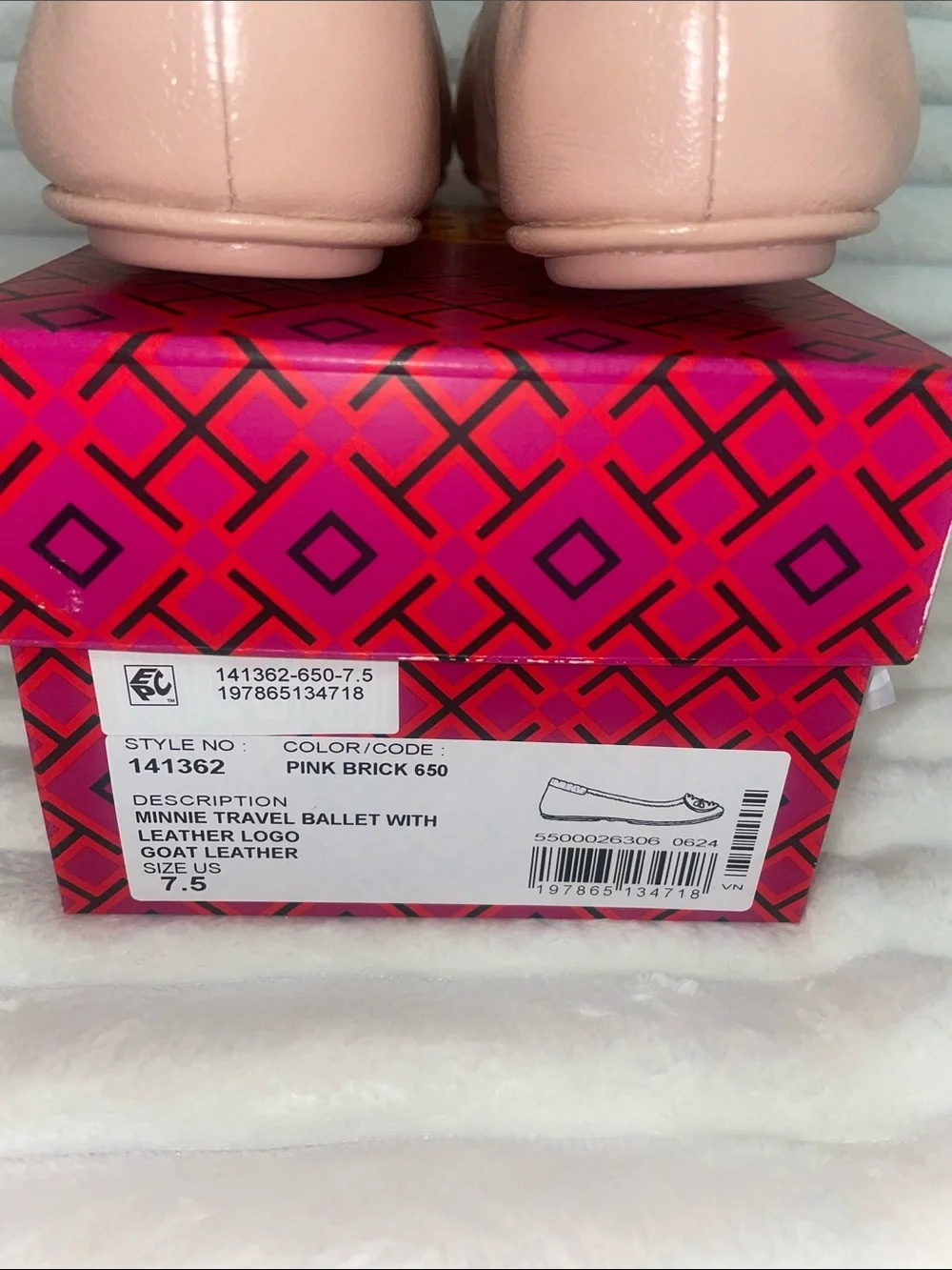 NIB Tory Burch Minnie Travel Ballet in Pink Brick- Women’s size 7.5